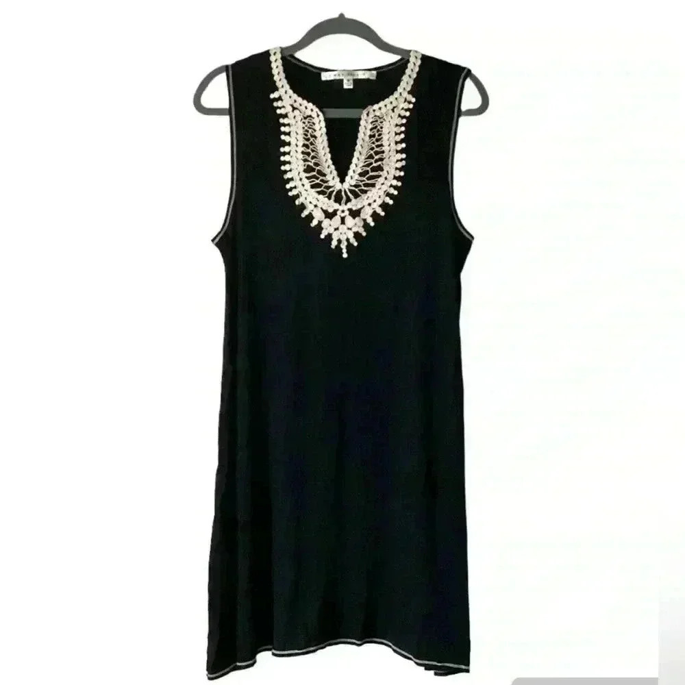 Max Studio Women's Crochet Trim Knit A-line Dress Crochet Shift Dress  Medium